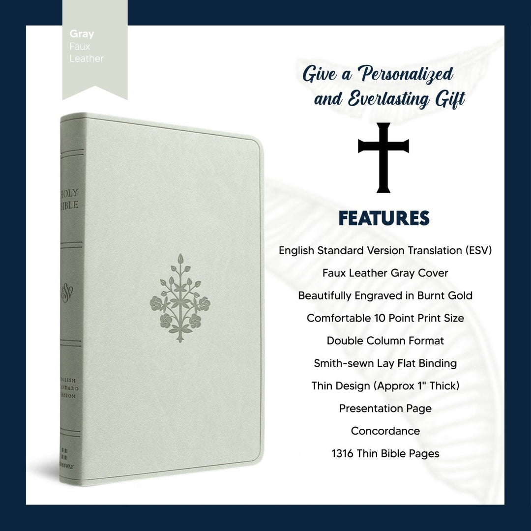 Custom Personalized ESV Large Print Bible | Stone Gray Faux Leather | Shepherds Shelf - Shepherds Shelf