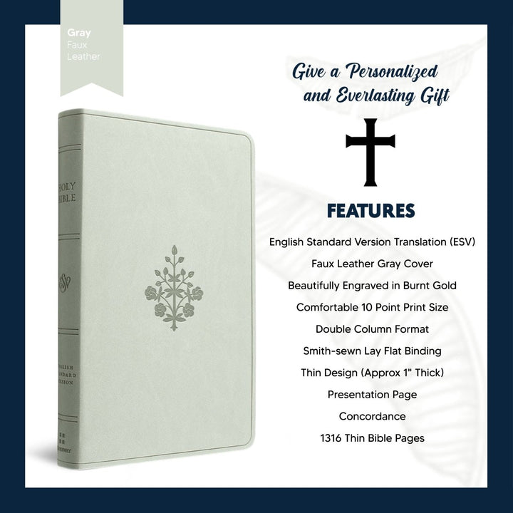 Custom Personalized ESV Large Print Bible | Stone Gray Faux Leather | Shepherds Shelf - Shepherds Shelf