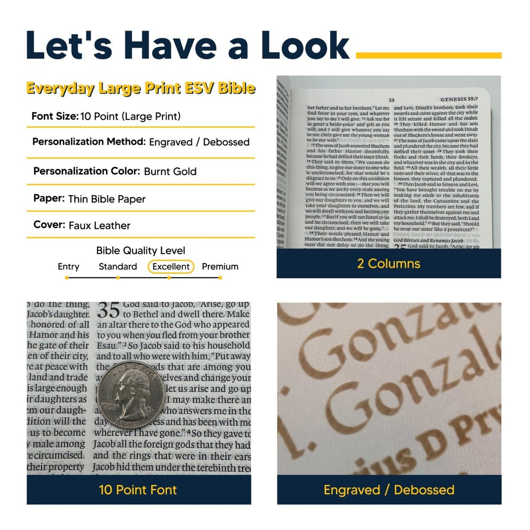 Custom Personalized ESV Large Print Bible | Stone Gray Faux Leather | Shepherds Shelf - Shepherds Shelf