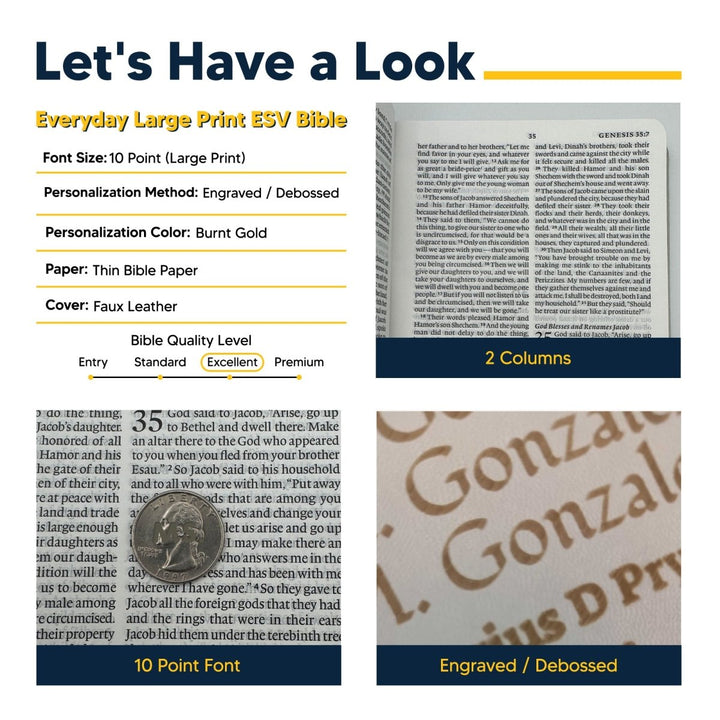 Custom Personalized ESV Large Print Bible | Stone Gray Faux Leather | Shepherds Shelf - Shepherds Shelf