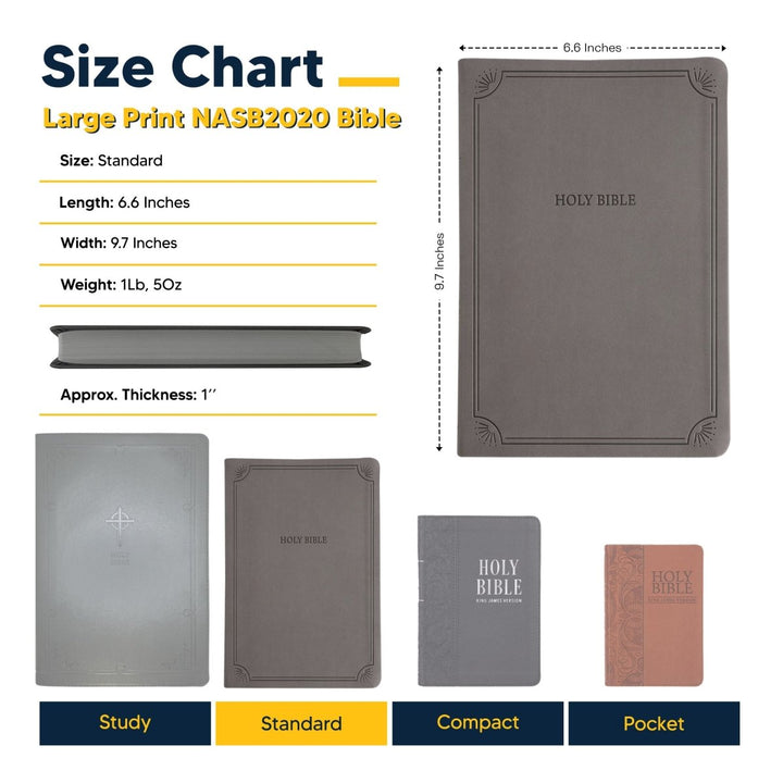 Custom Personalized Gray NASB 2020 Bible | Large Text | Faux Leather Gray | Shepherds Shelf - Shepherds Shelf