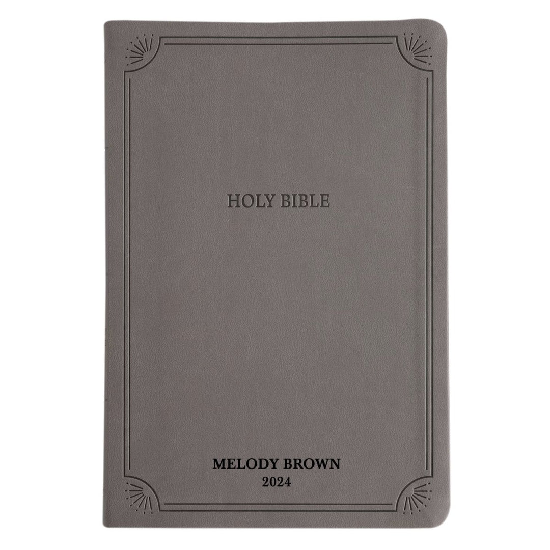 Custom Personalized Gray NASB 2020 Bible | Large Text | Faux Leather Gray | Shepherds Shelf - Shepherds Shelf