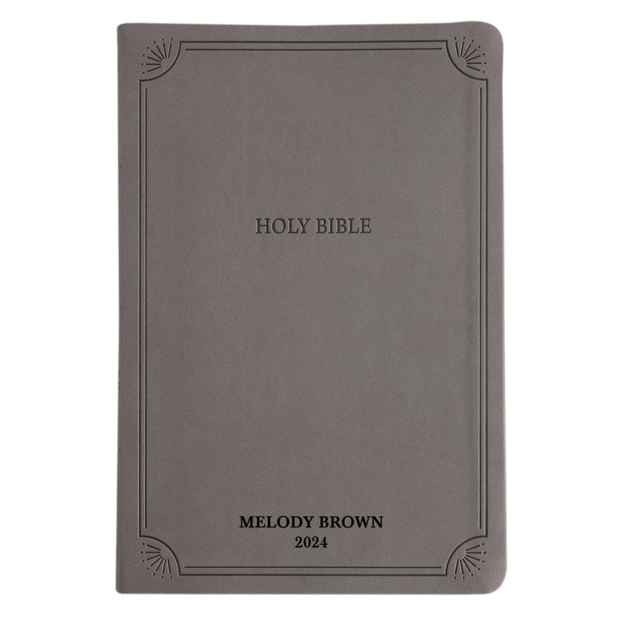 Custom Personalized Gray NASB 2020 Bible | Large Text | Faux Leather Gray | Shepherds Shelf - Shepherds Shelf