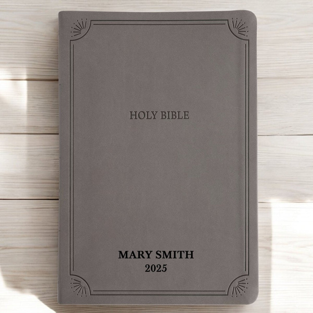 Custom Personalized Gray NASB 2020 Bible | Large Text | Faux Leather Gray | Shepherds Shelf - Shepherds Shelf