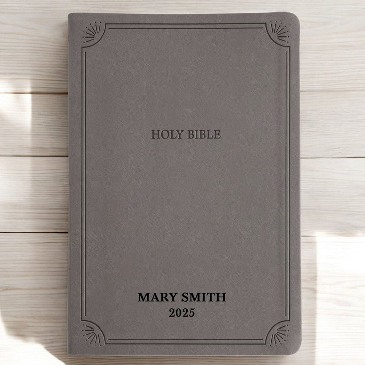 Custom Personalized Gray NASB 2020 Bible | Large Text | Faux Leather Gray | Shepherds Shelf - Shepherds Shelf