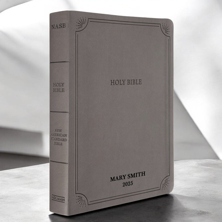 Custom Personalized Gray NASB 2020 Bible | Large Text | Faux Leather Gray | Shepherds Shelf - Shepherds Shelf