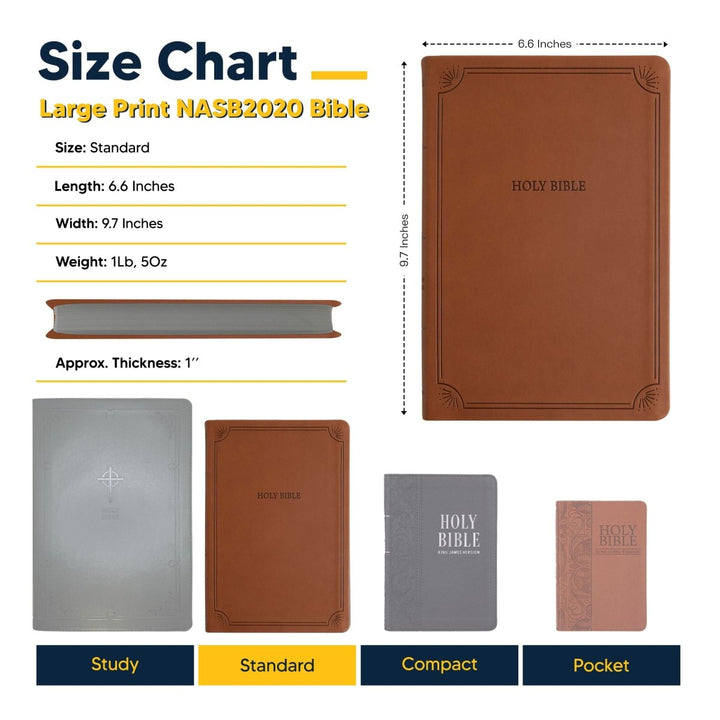 Custom Personalized NASB 2020 Bible | Large Text | Faux Leather Brown | Shepherds Shelf - Shepherds Shelf