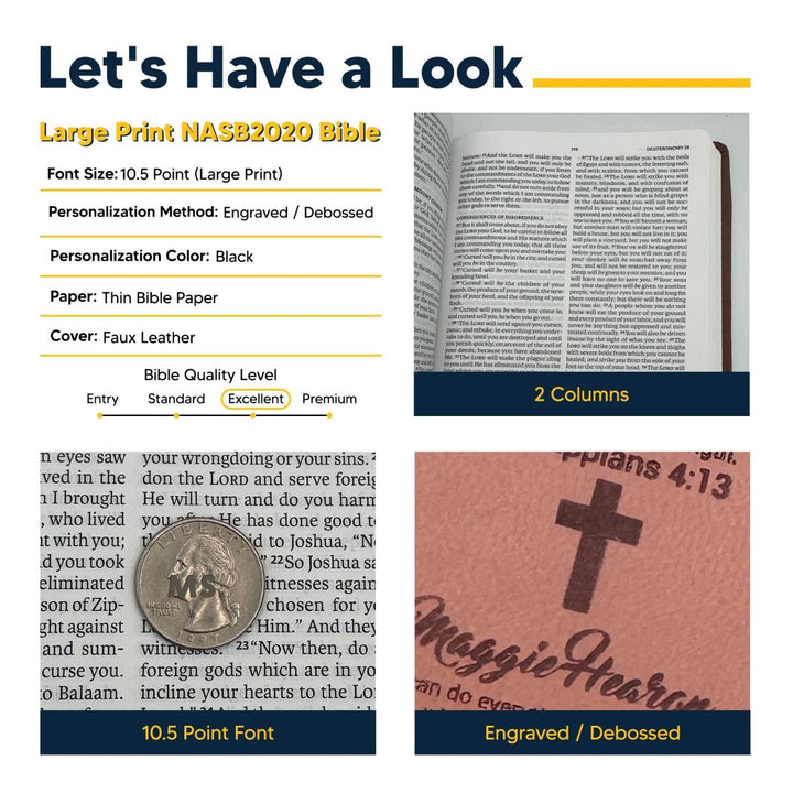 Custom Personalized NASB 2020 Bible | Large Text | Faux Leather Brown | Shepherds Shelf - Shepherds Shelf