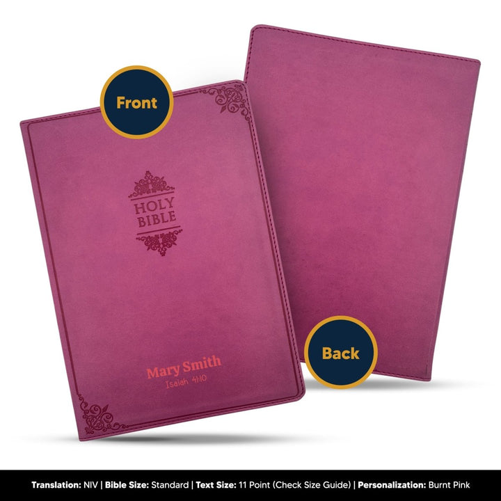 Custom Personalized NIV Pink Thinline Large Print Holy Bible | Faux Leather - Shepherds Shelf