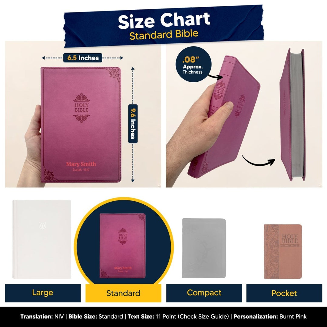 Custom Personalized NIV Pink Thinline Large Print Holy Bible | Faux Leather - Shepherds Shelf