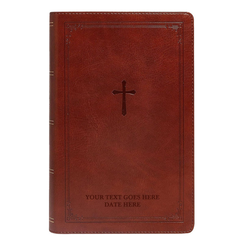 NKJV Brown Standard Size Holy Bible Large Print | Lay Flat Cross