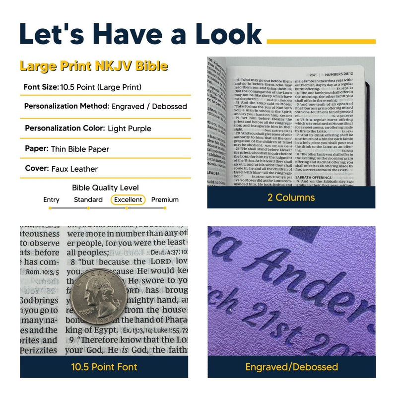 NKJV Purple Standard Size Holy Bible Large Print | Lay Flat Floral