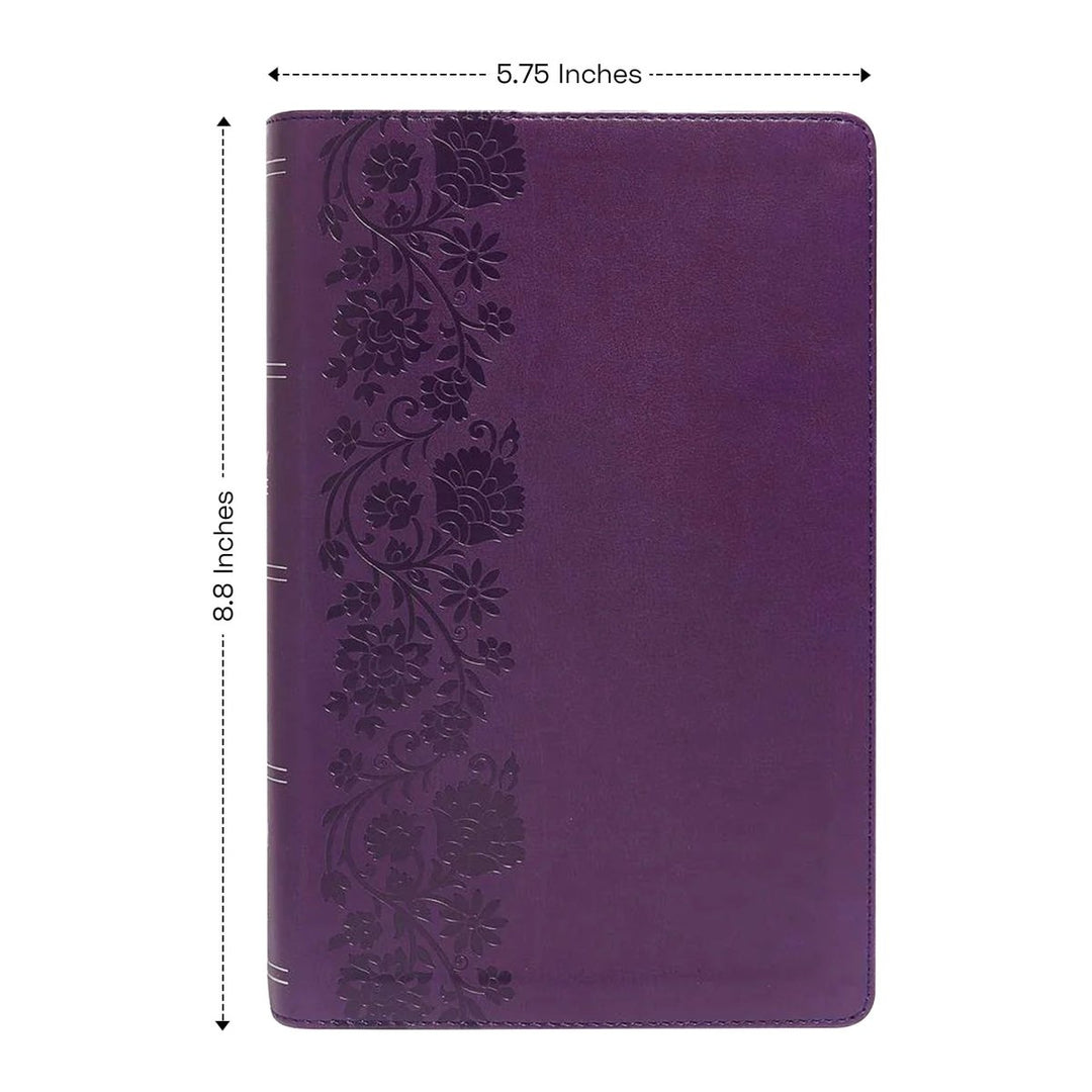 Custom Personalized NKJV Purple Reference Holy Bible | Large Text | Red Letter Edition | Lay Flat Floral Design | Shepherds Shelf - Shepherds Shelf