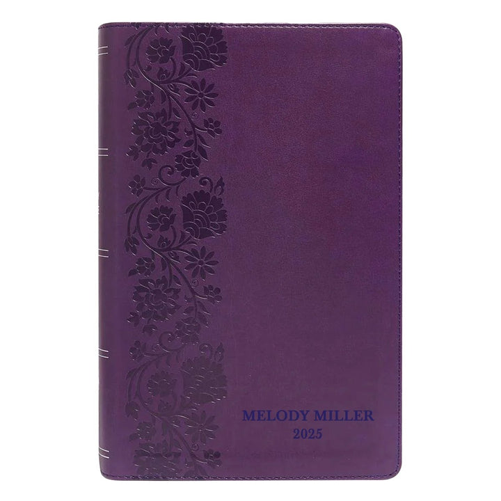 Custom Personalized NKJV Purple Reference Holy Bible | Large Text | Red Letter Edition | Lay Flat Floral Design | Shepherds Shelf - Shepherds Shelf