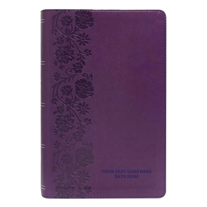 Custom Personalized NKJV Purple Reference Holy Bible | Large Text | Red Letter Edition | Lay Flat Floral Design | Shepherds Shelf - Shepherds Shelf