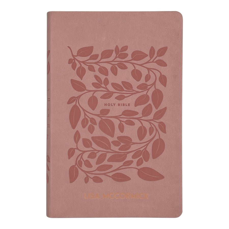 Custom Personalized Pink NLT Holy Bible | Medium Print | Faux Leather Vine Design - Shepherds Shelf