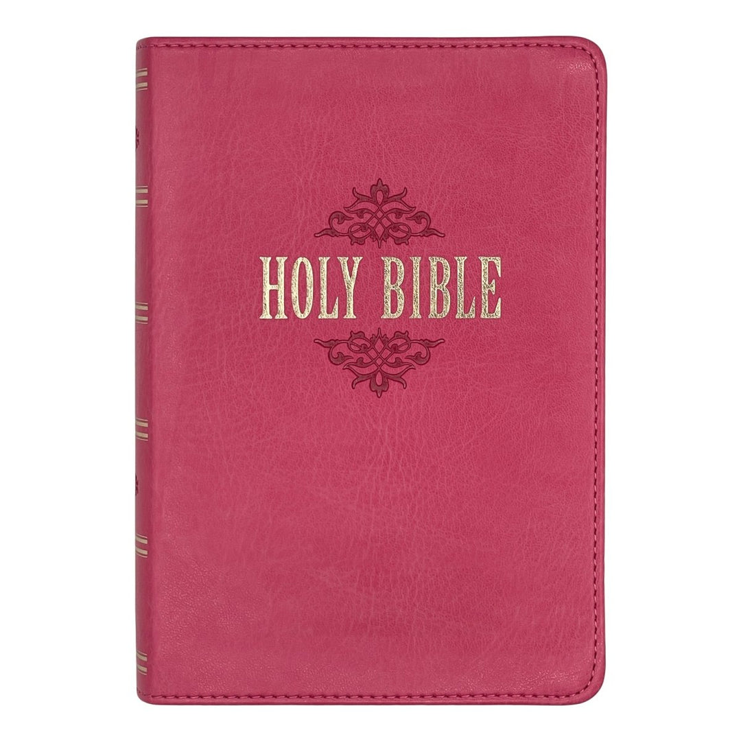 Custom Personalized Pink Small Compact Faux Leather KJV Holy Bible | Large Print - Shepherds Shelf
