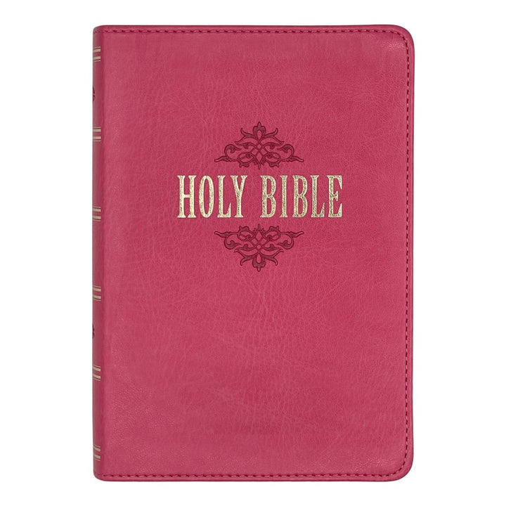 Custom Personalized Pink Small Compact Faux Leather KJV Holy Bible | Large Print - Shepherds Shelf