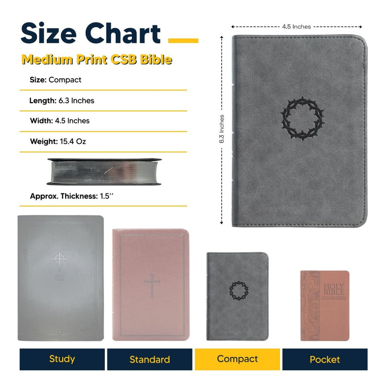 CSB Gray Compact Size Holy Bible Small Print