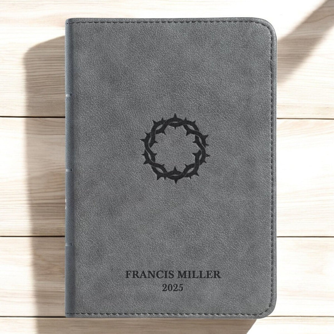 Custom Personalized Small CSB Holy Bible | Compact Faux Leather | Small Text | Gray | Shepherds Shelf - Shepherds Shelf