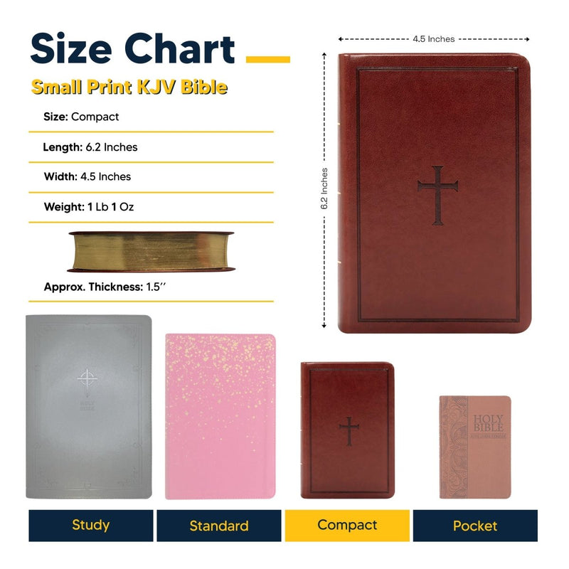 KJV Brown Compact Size Holy Bible Small Print