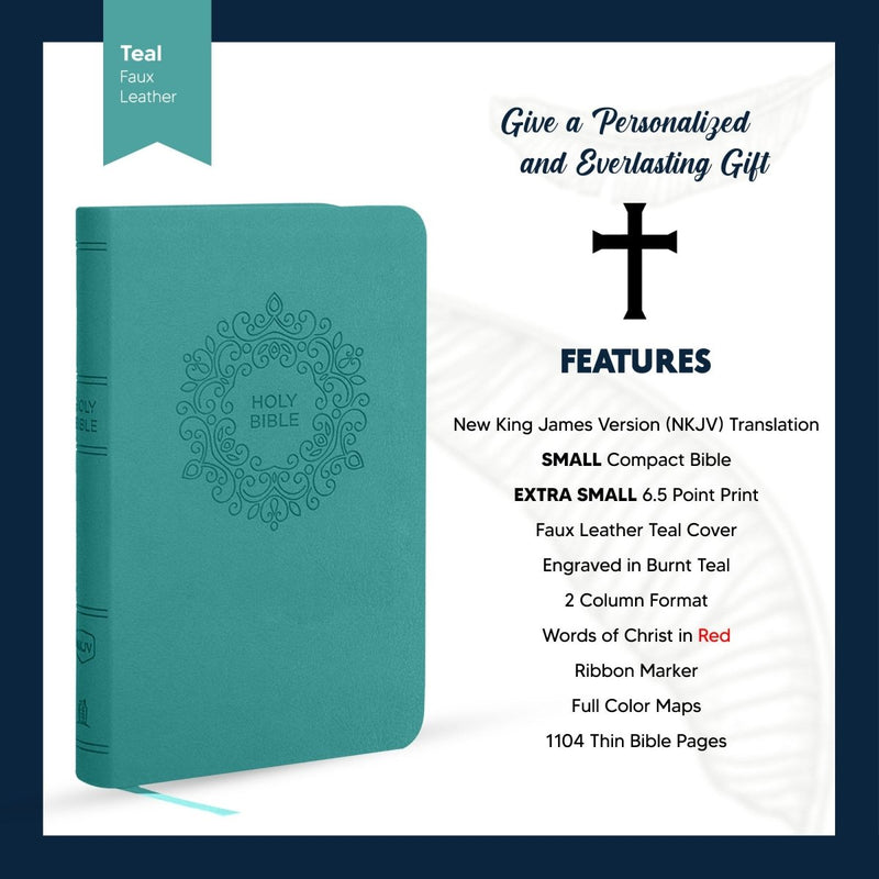 NKJV Teal Compact Size Holy Bible Extra Small Print