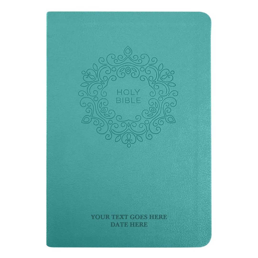 Custom Personalized Small NKJV Holy Bible | Compact Faux Leather | Extra Small Text | Teal | Shepherds Shelf - Shepherds Shelf