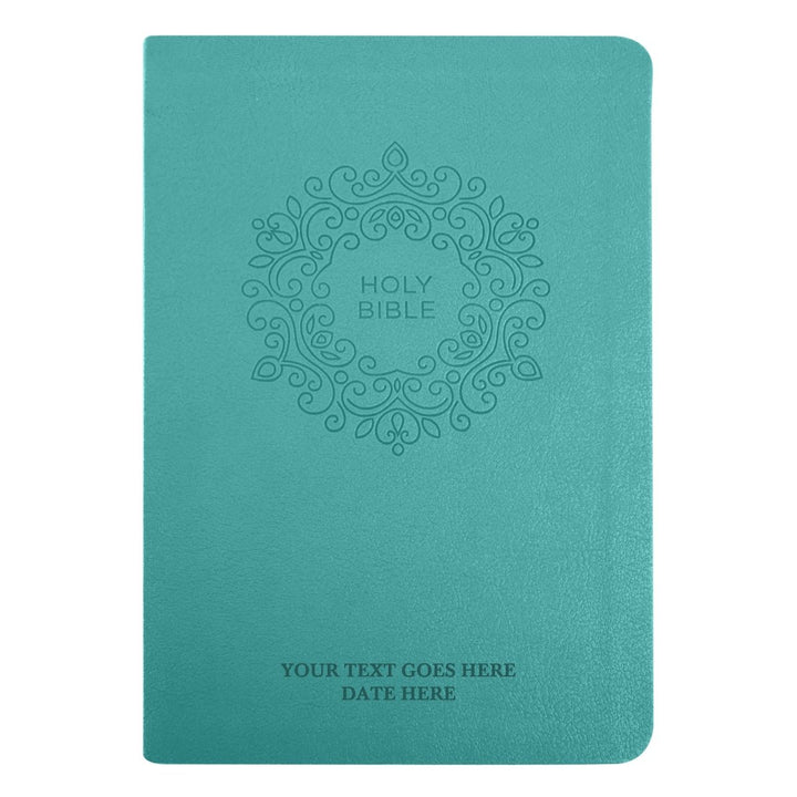 Custom Personalized Small NKJV Holy Bible | Compact Faux Leather | Extra Small Text | Teal | Shepherds Shelf - Shepherds Shelf