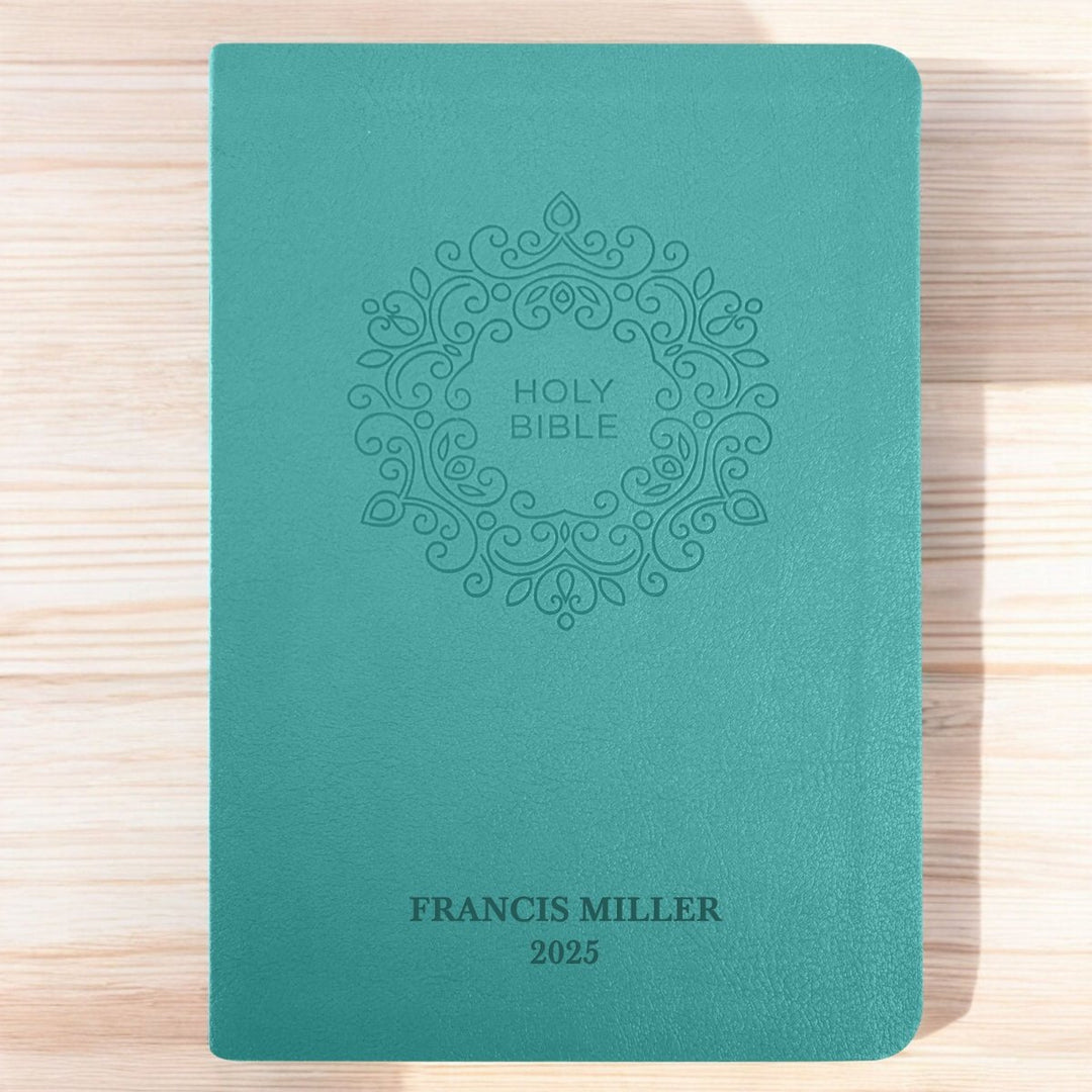 Custom Personalized Small NKJV Holy Bible | Compact Faux Leather | Extra Small Text | Teal | Shepherds Shelf - Shepherds Shelf