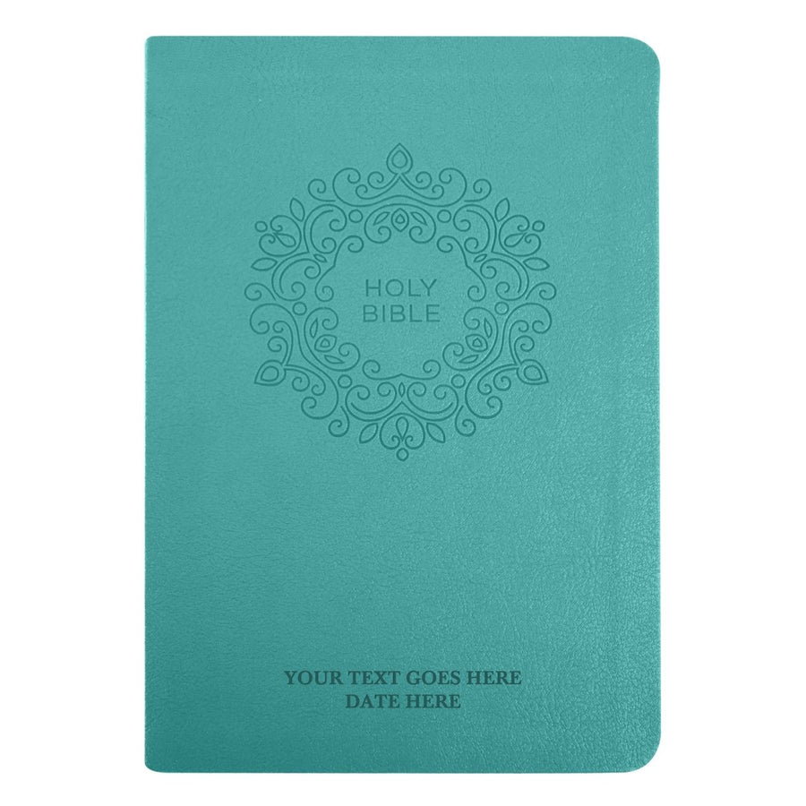 Custom Personalized Small NKJV Holy Bible | Compact Faux Leather | Extra Small Text | Teal | Shepherds Shelf - Shepherds Shelf
