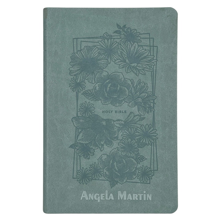 Custom Personalized Teal NLT Holy Bible | Medium Print | Floral Faux Leather - Shepherds Shelf