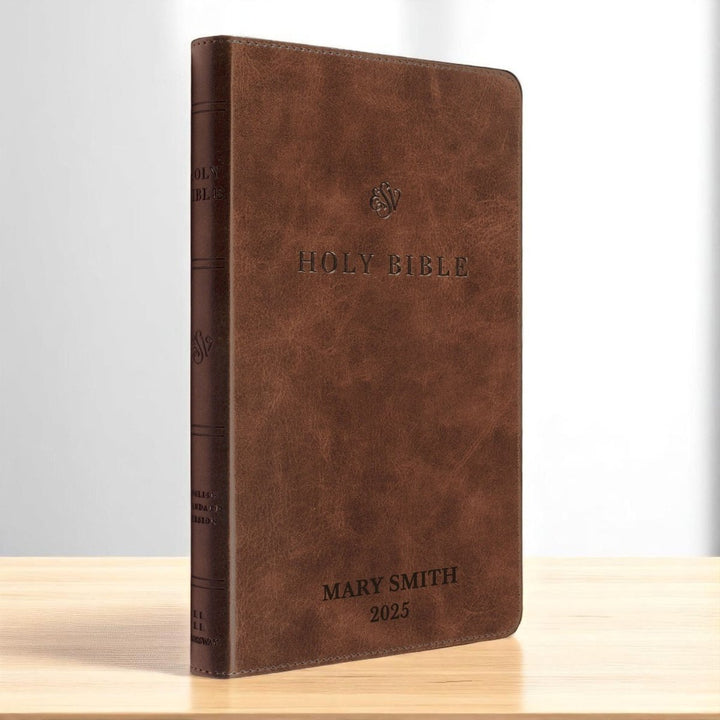 Custom Premium Church Bible Version Faux Leather Premium Church Bible with Lay Flat Design, Brown | Shepherds Shelf - Shepherds Shelf