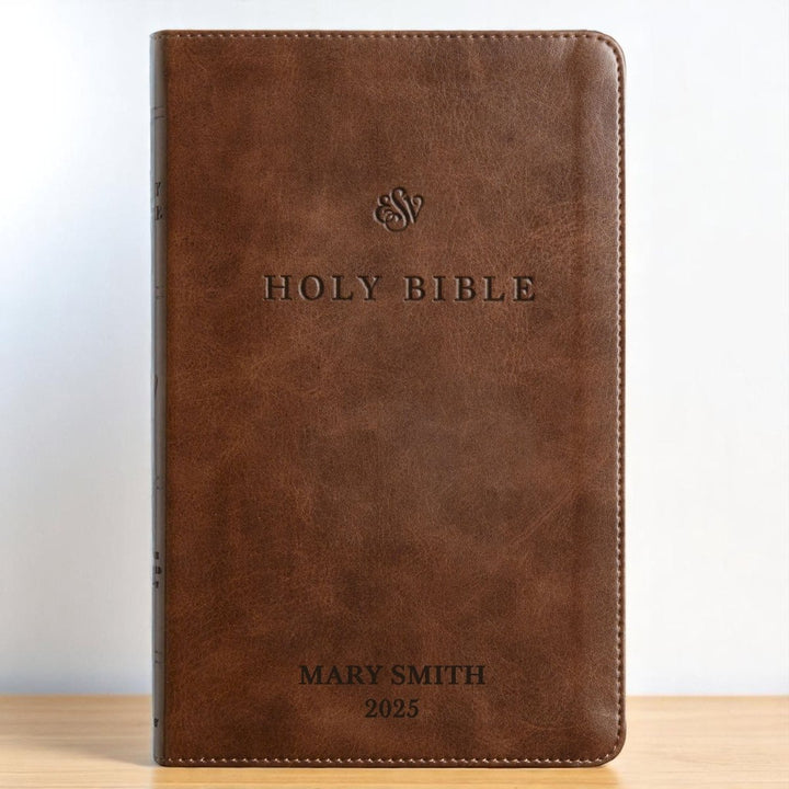 Custom Premium Church Bible Version Faux Leather Premium Church Bible with Lay Flat Design, Brown | Shepherds Shelf - Shepherds Shelf