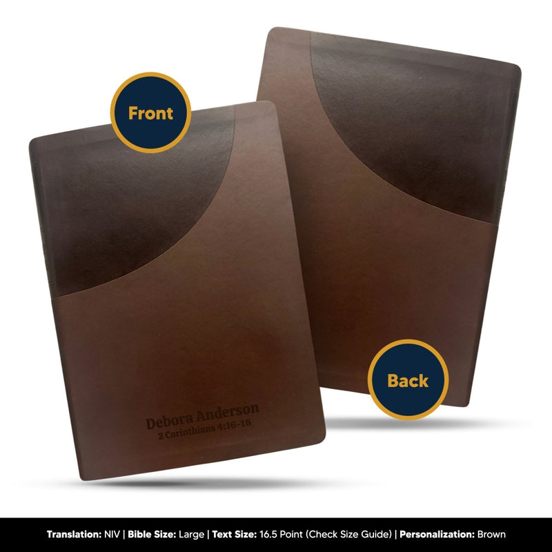 Custom Super Giant Print NIV Holy Bible Red Letter Brown Bible | Faux Leather | Giant Print