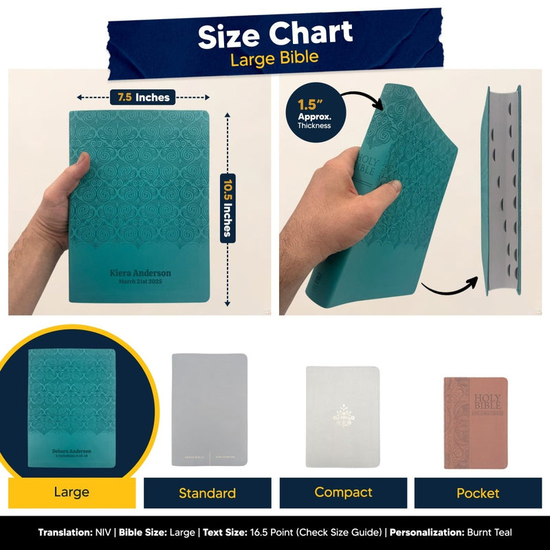 Custom Super Giant Print NIV Holy Bible Red Letter Teal Bible | Faux Leather | Giant Print