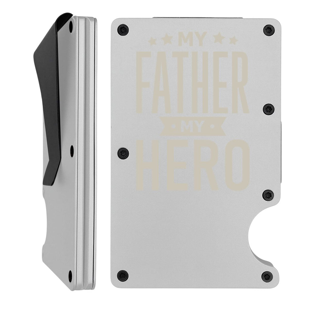 Custom Thin Metal Everyday Wallet | My Father My Hero | Black - Shepherds Shelf