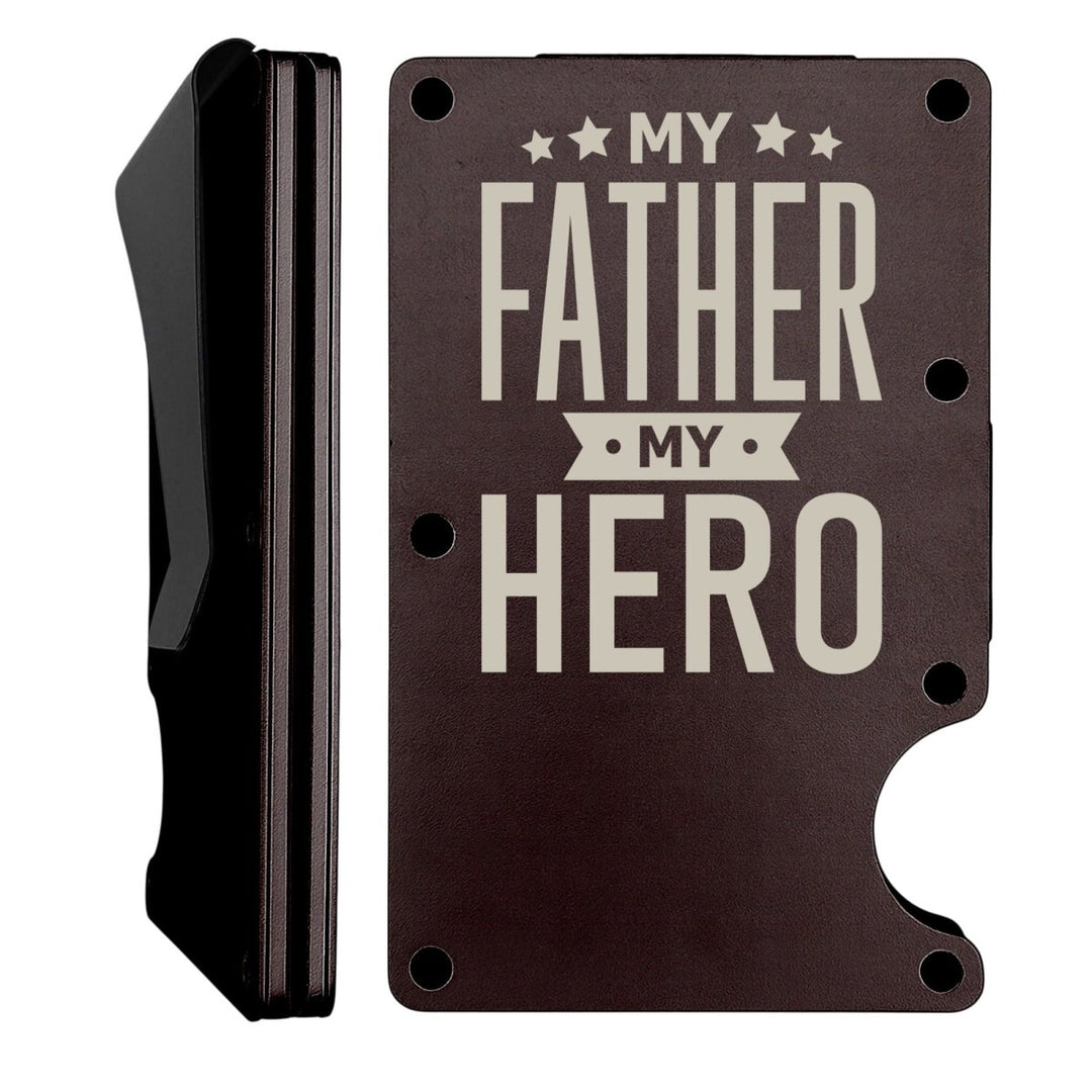 Custom Thin Metal Everyday Wallet | My Father My Hero | Black - Shepherds Shelf