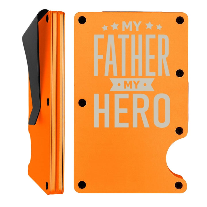 Custom Thin Metal Everyday Wallet | My Father My Hero | Black - Shepherds Shelf