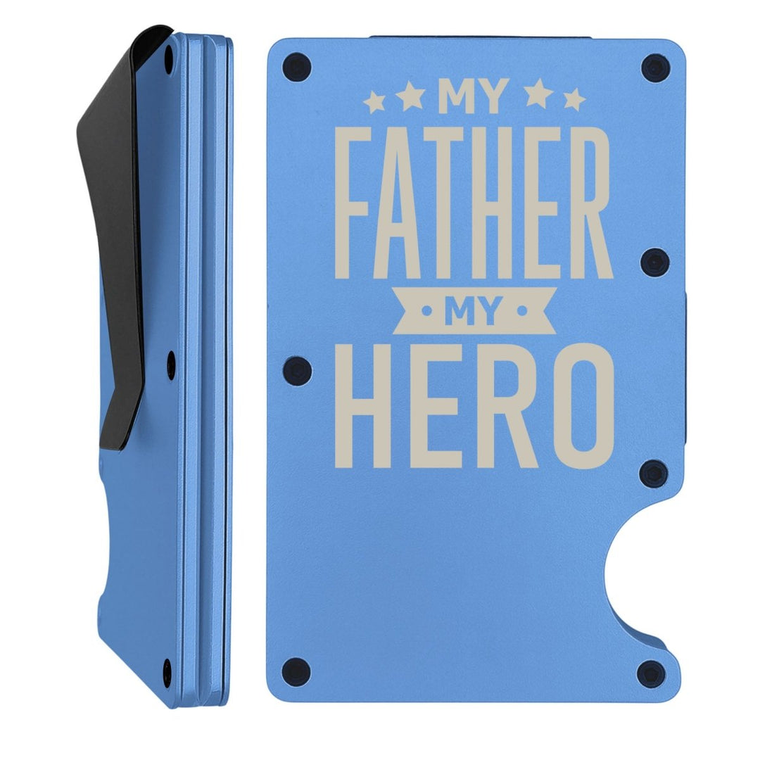Custom Thin Metal Everyday Wallet | My Father My Hero | Black - Shepherds Shelf
