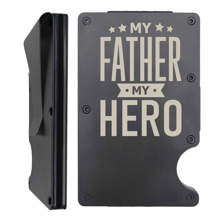 Custom Thin Metal Everyday Wallet | My Father My Hero | Black - Shepherds Shelf