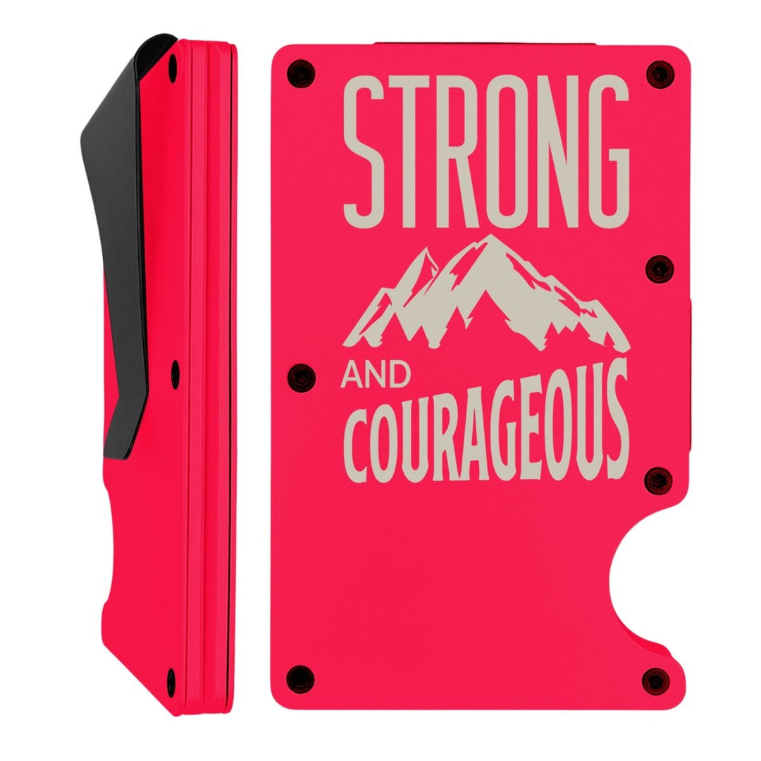Custom Thin Metal Wallet Personalized with Joshua 1:9 | Strong & Courageous - Shepherds Shelf