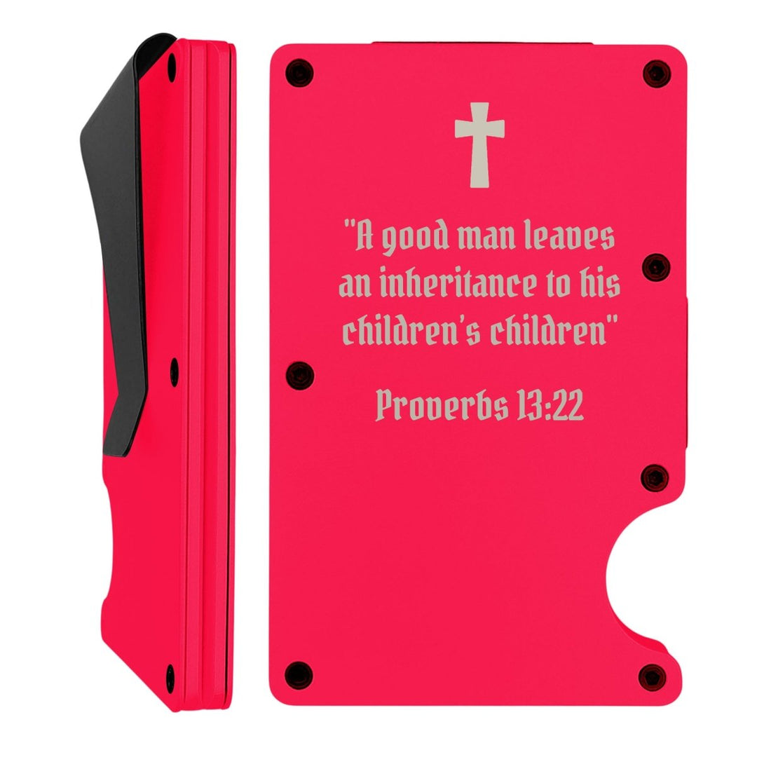 Custom Thin Metal Wallet Proverbs with 13:22 | Children's Inheritance - Shepherds Shelf