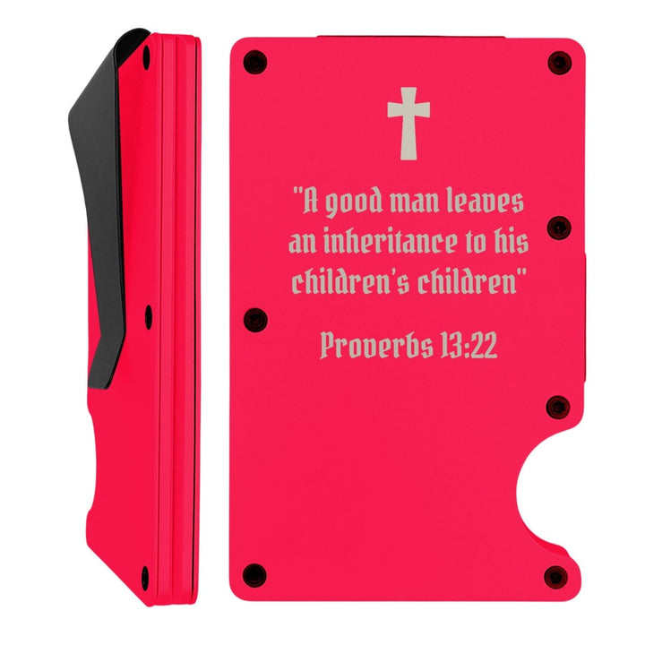 Custom Thin Metal Wallet Proverbs with 13:22 | Children's Inheritance - Shepherds Shelf