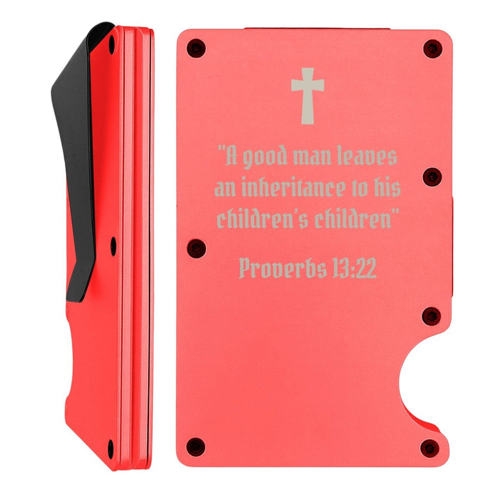 Custom Thin Metal Wallet Proverbs with 13:22 | Children's Inheritance - Shepherds Shelf