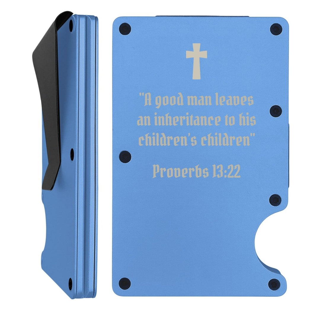 Custom Thin Metal Wallet Proverbs with 13:22 | Children's Inheritance - Shepherds Shelf