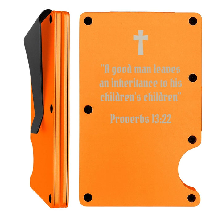 Custom Thin Metal Wallet Proverbs with 13:22 | Children's Inheritance - Shepherds Shelf