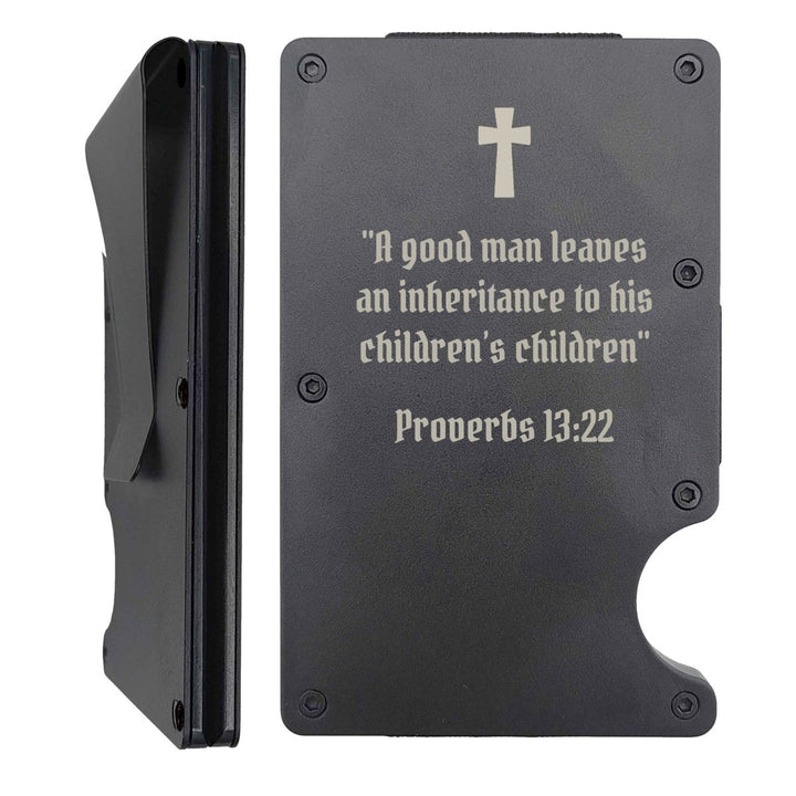 Custom Thin Metal Wallet Proverbs with 13:22 | Children's Inheritance - Shepherds Shelf