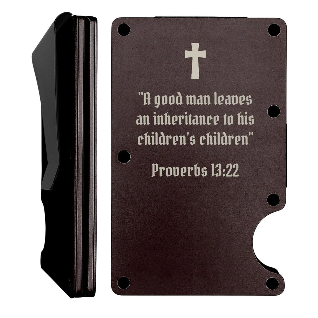 Custom Thin Metal Wallet Proverbs with 13:22 | Children's Inheritance - Shepherds Shelf