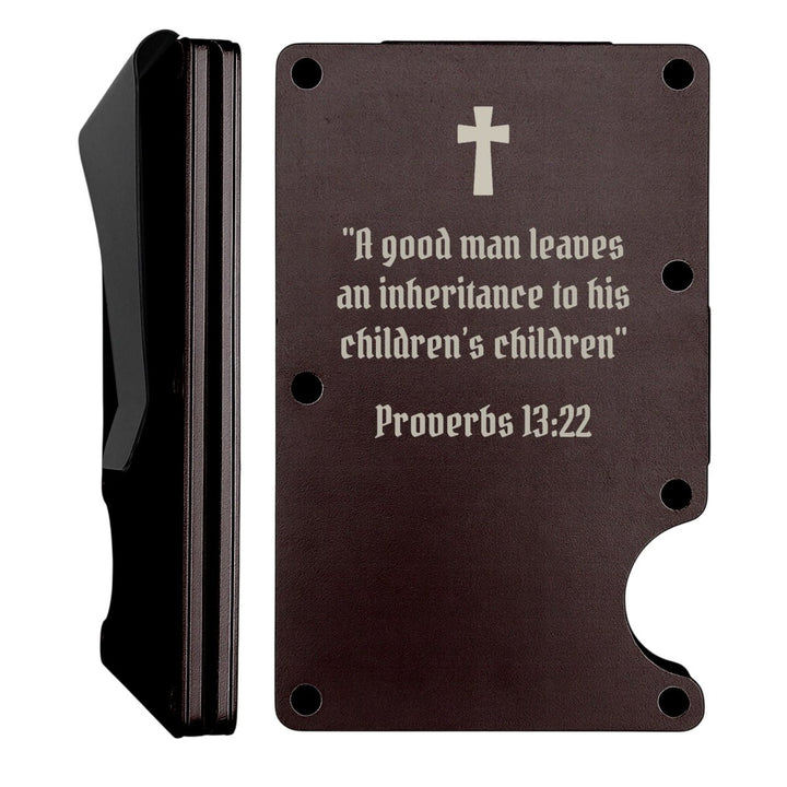 Custom Thin Metal Wallet Proverbs with 13:22 | Children's Inheritance - Shepherds Shelf