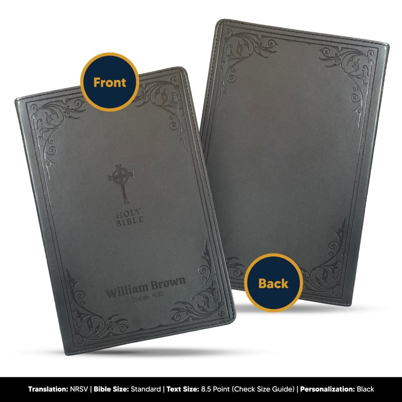 Customized NRSV Catholic Edition Black Holy Bible | Medium Print | Faux Leather